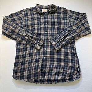 Brooks Brothers Long Sleeve Button Down, Mens Large,Navy and Beige Checkered